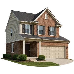 Modern Two-Story Suburban Home in Metro Detroit Two-story suburban home in Metro Detroit with modern design and clean landscaping, viewed at a 30-degree angle.